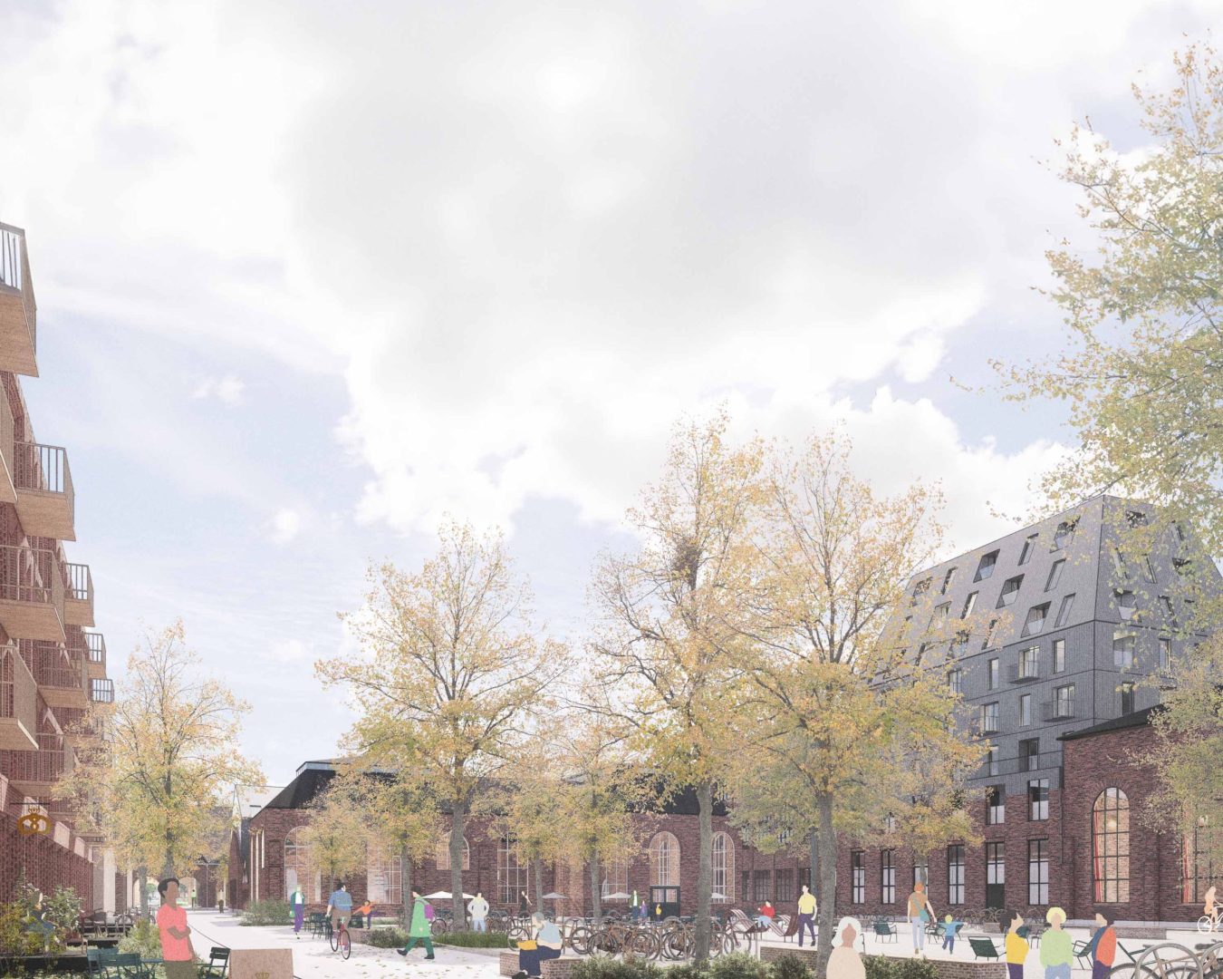 Byrum i Centralen omkranset af transformerede bygninger